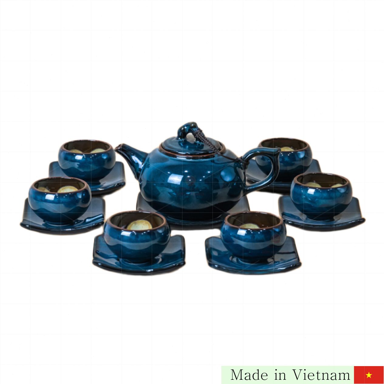 Bộ Ấm Trà Quả Hồng Xanh Men Hỏa Biến Trơn Đơn Giản Tinh Tế 