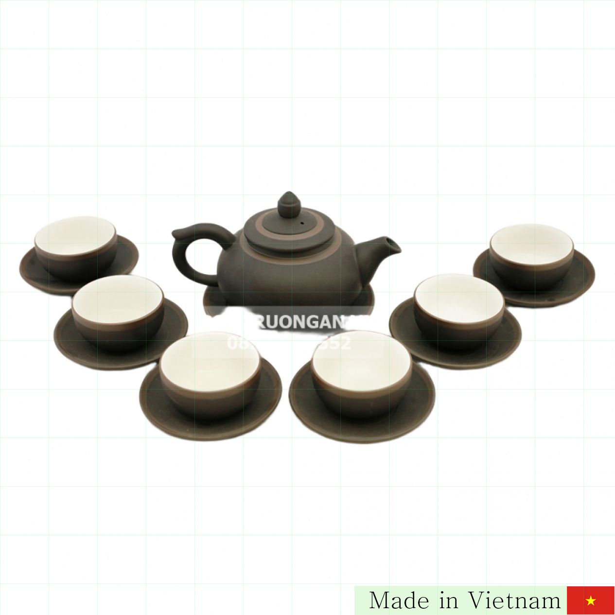 흑색 삼각 찻잔 세트 바트짱 전통 자사 토기 14pcs 
