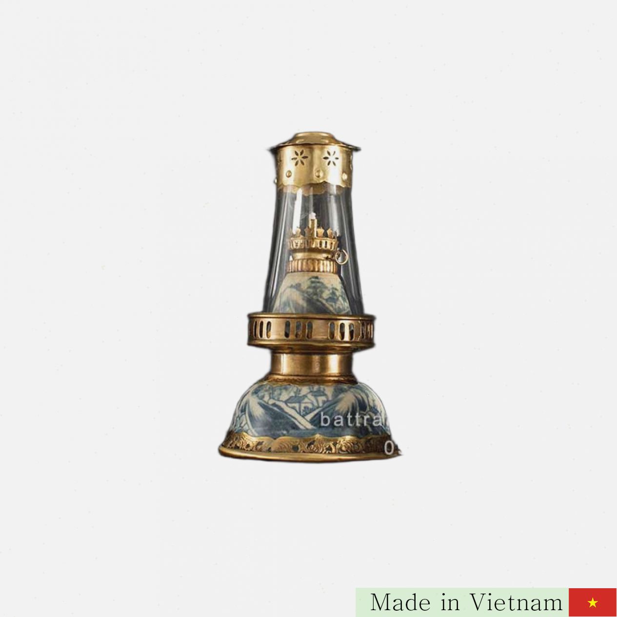 Đèn Bàn Thờ Men Rạn Giả Cổ Cao 36cm Tâm Linh Phong Thủy 