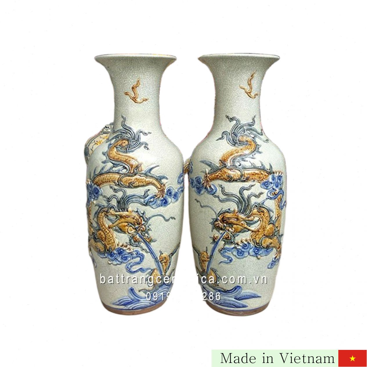 용 문양 고급 균열 유약 장식 50cm 풍수 인테리어 행운 아이템 