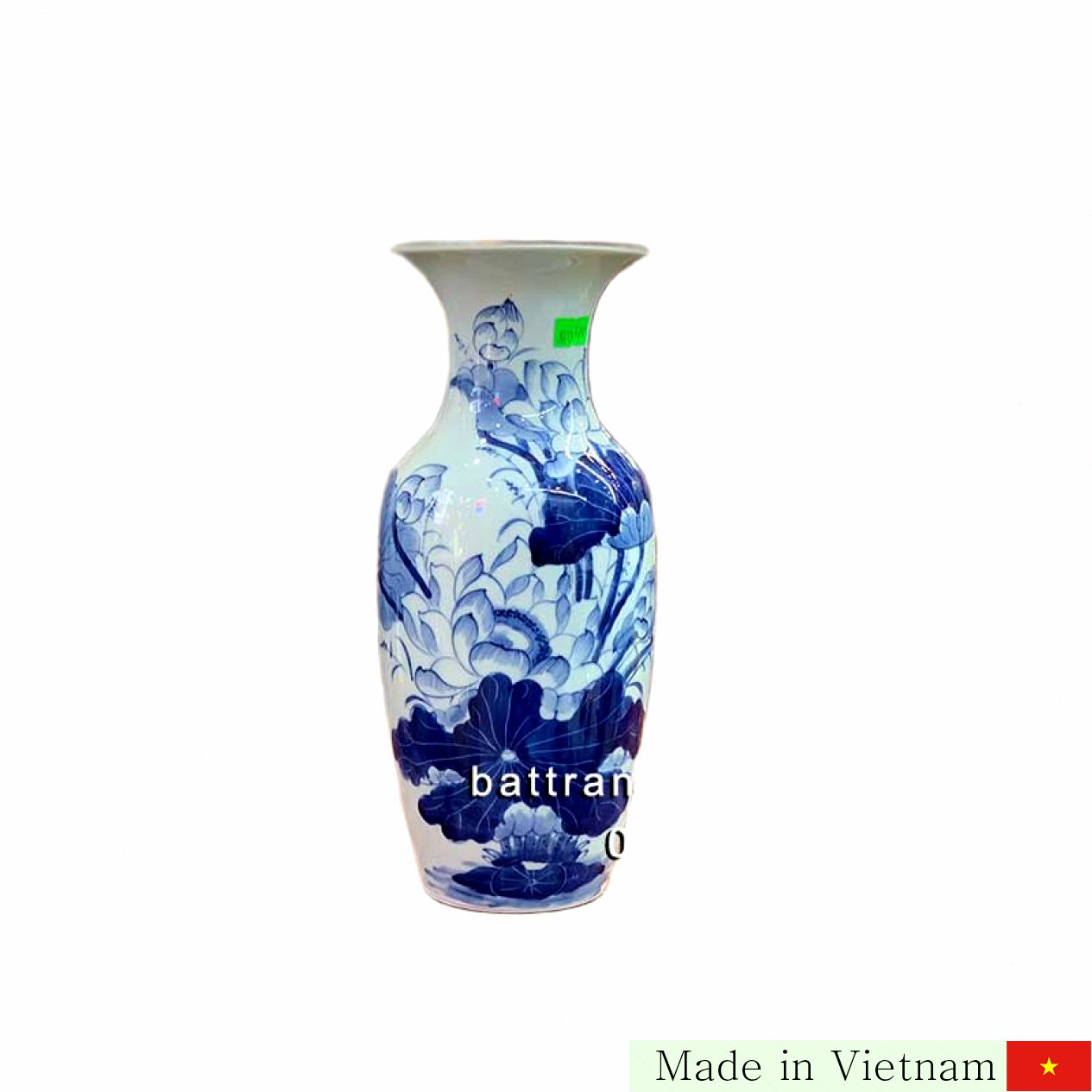 Lọ lục bình vẽ sen men cao cấp cắm hoa thờ trang trí 