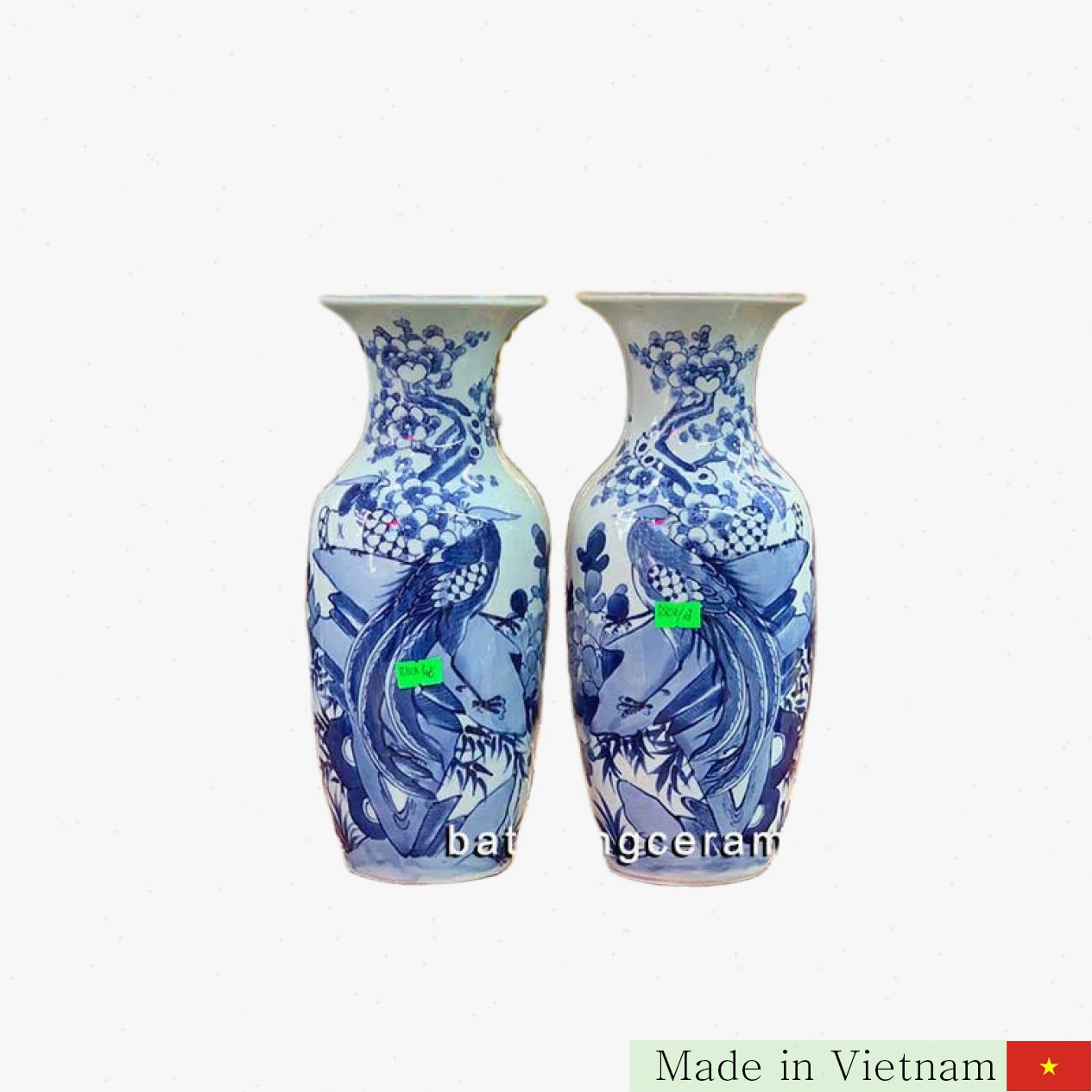 청자 고급 바트짱 도자기 향로용 복숭아꽃 꽉참 병 28cm 