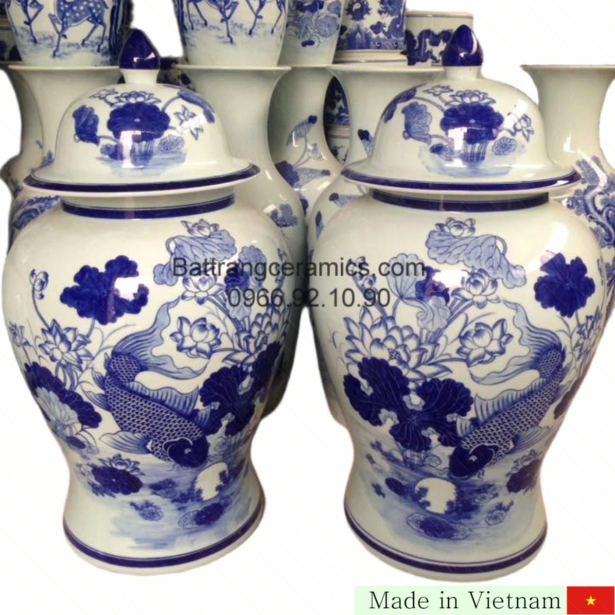 20L 연꽃 붉은 잉어 사원 토기 55cm 
