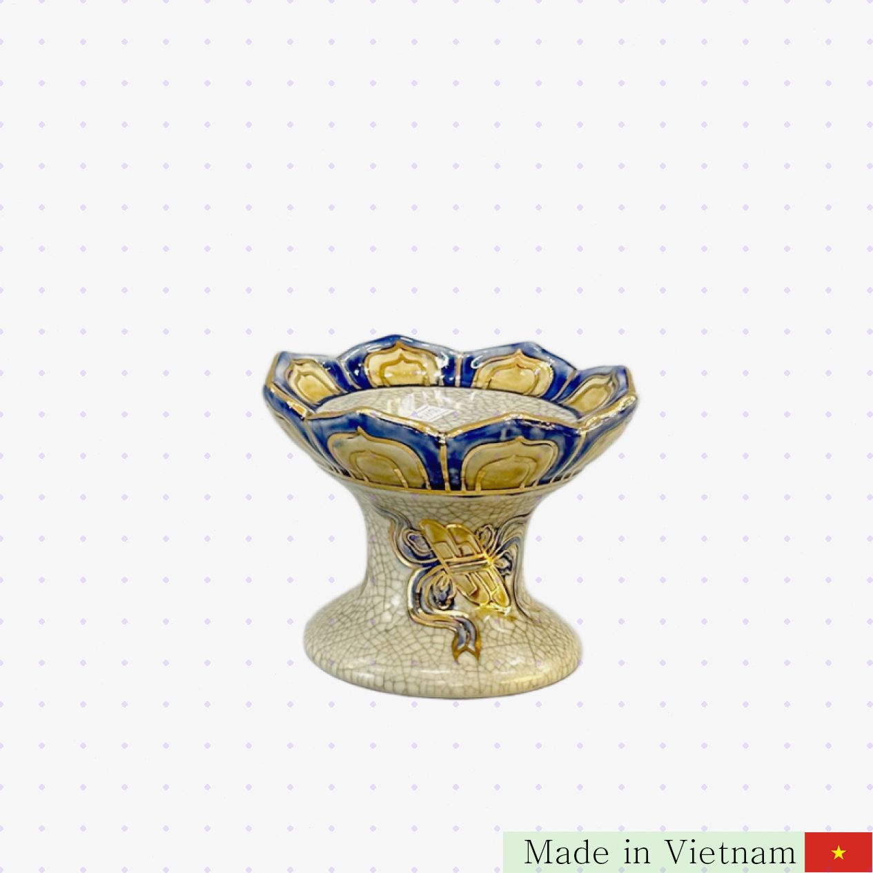 Chân Nến Cánh Sen DTR6VV24 Men Rạn Phong Thủy Đẹp Sang Trọng 