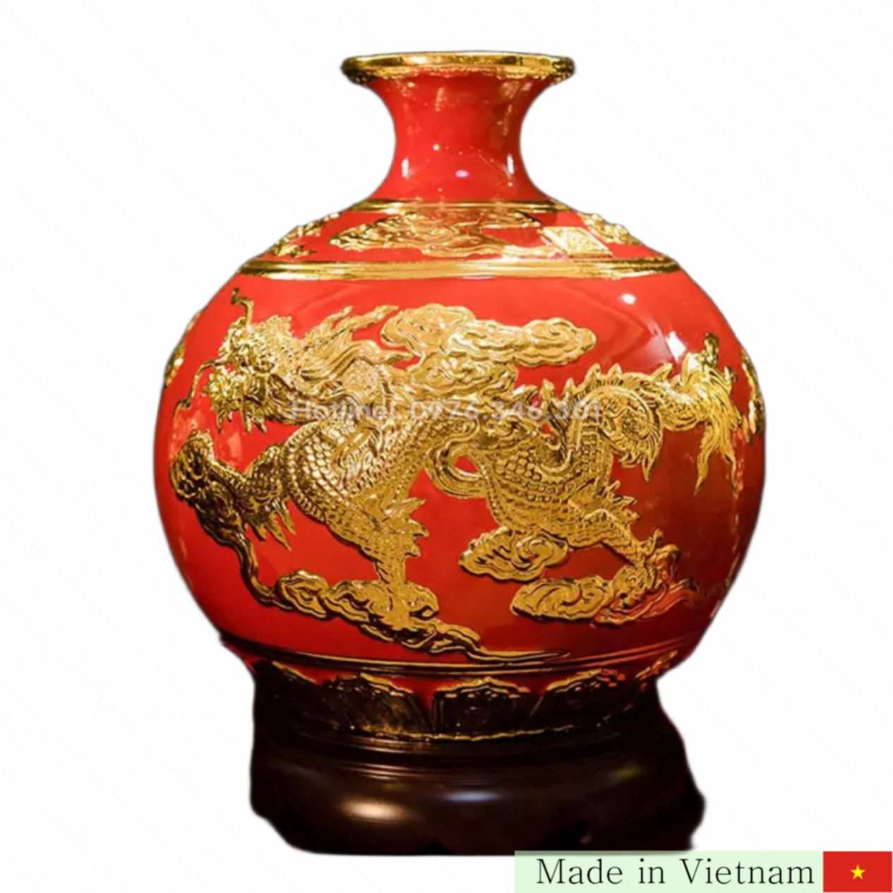 붉은색 삼합 룩룽 풍수 도자기 장식 50cm 