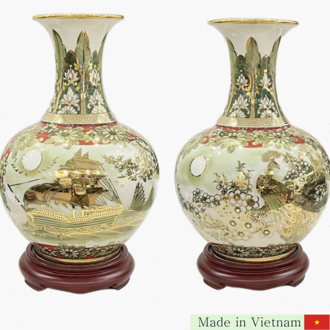 BIVV19 등롱 마늘 항아리 45x31cm 24K 금박 청자 도자기 선물용 