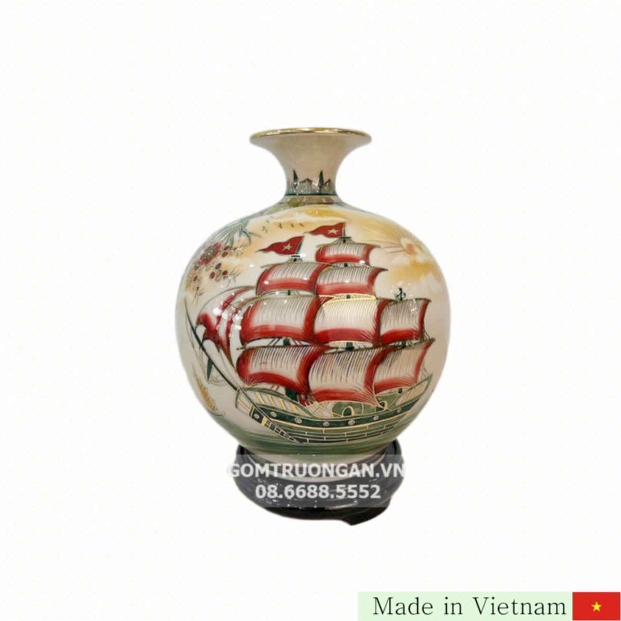 금도막 그림 소원 성취 도자기 행운 병 30cm 