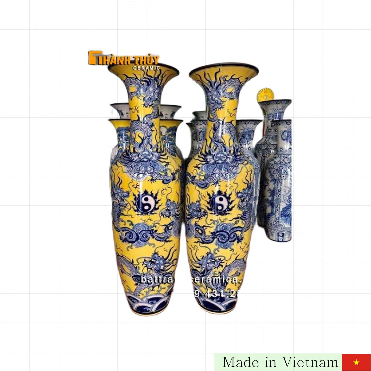 1.6m 황금용 문양 대형 전통 예술 도자기 화병 명품 