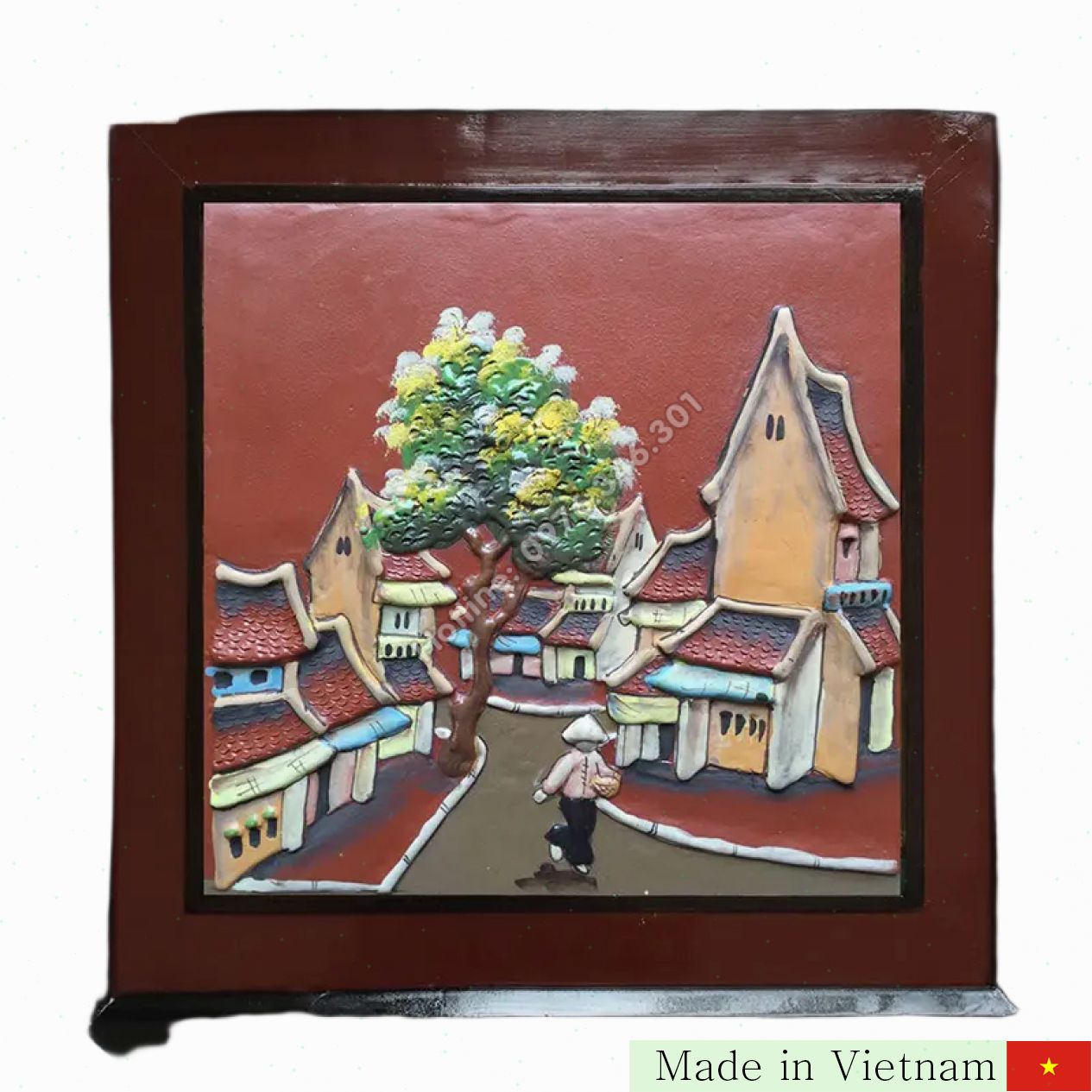 바트랑 전통 골목 풍경 도자 벽화 50x50cm 예술작품 인테리어 