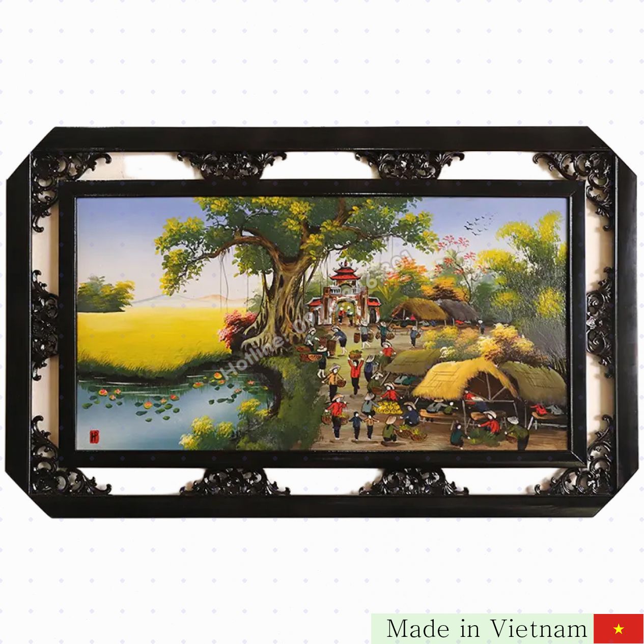 전통 바트짱 시골 장터 그림 세라믹 예술품 