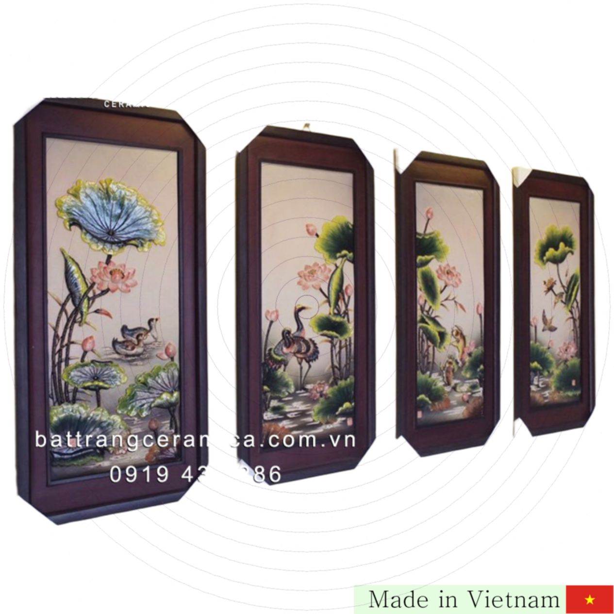 45x90cm 입체 연꽃 그림 부귀영화 전통 바트짱 도자기 