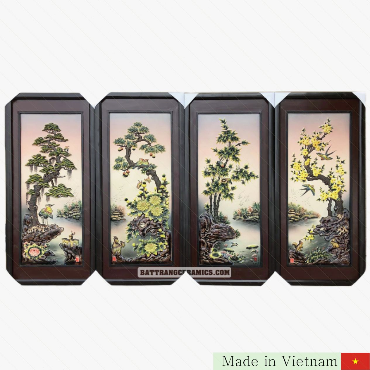 90x43cm 전통 도자기 사계절입체 벽화 세련된 인테리어 