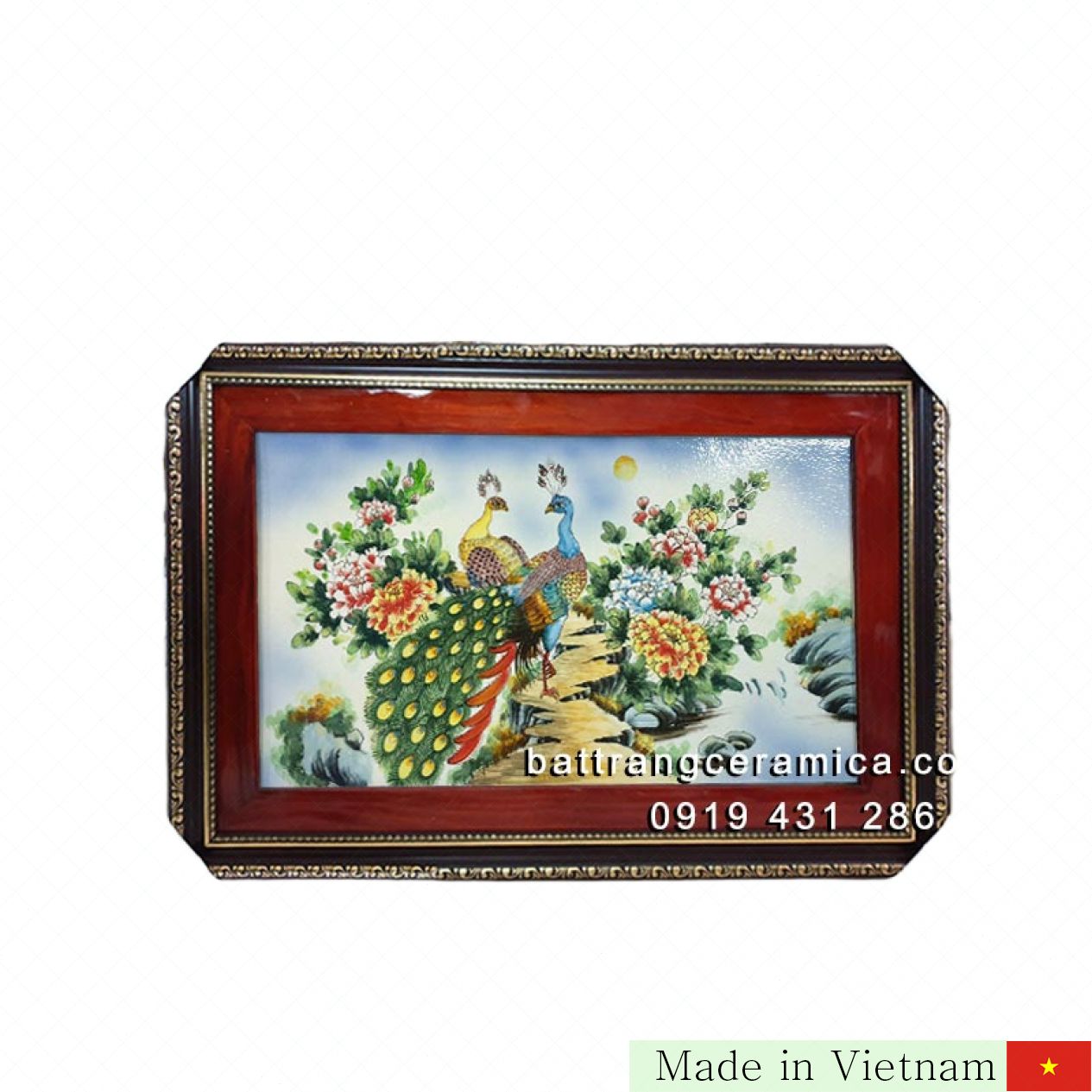 45×75cm 자개 도자기 부귀영화 그림 고급 장식품 