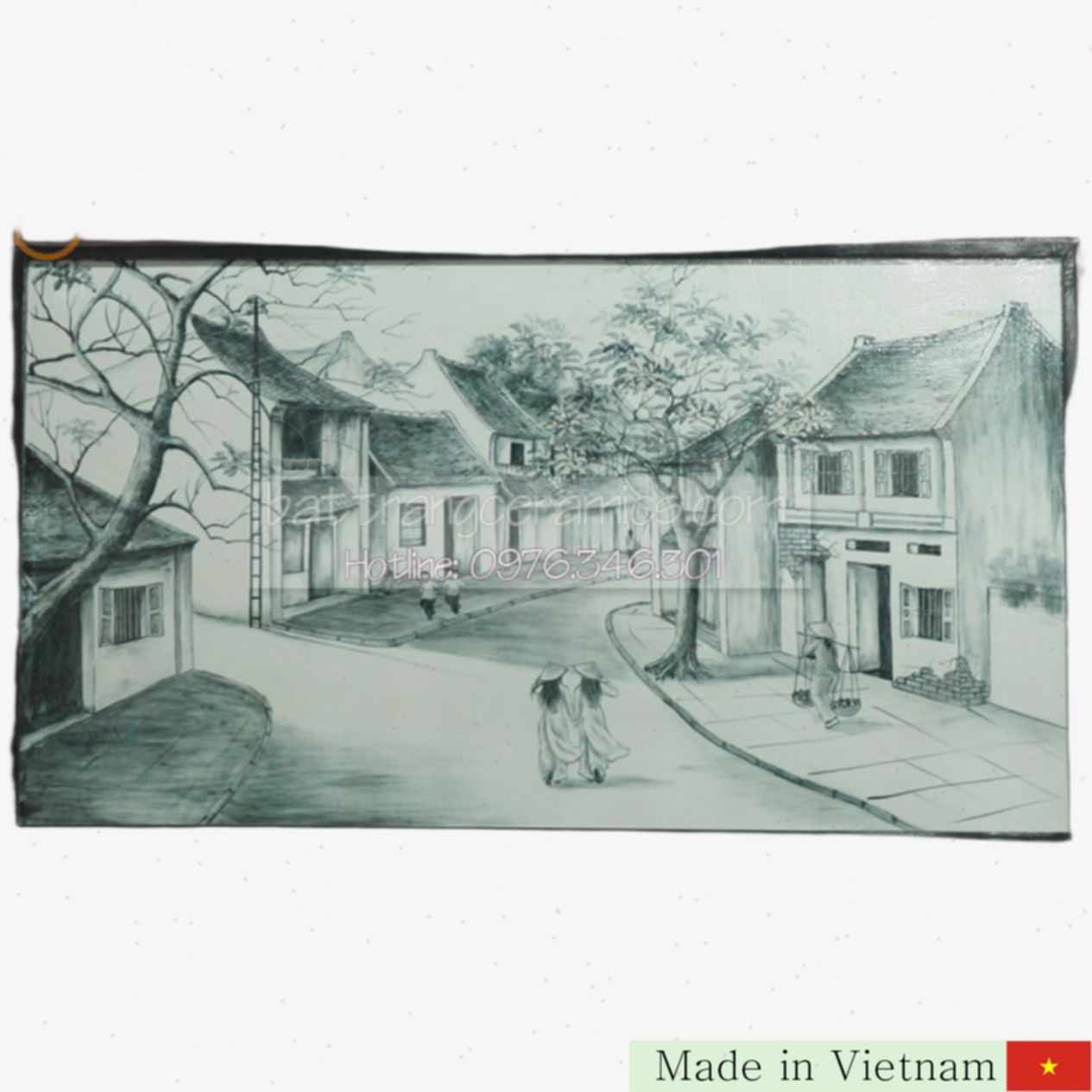 흑백 오래된 거리 바트짱 도자기 그림 1m x65cm 선물용 