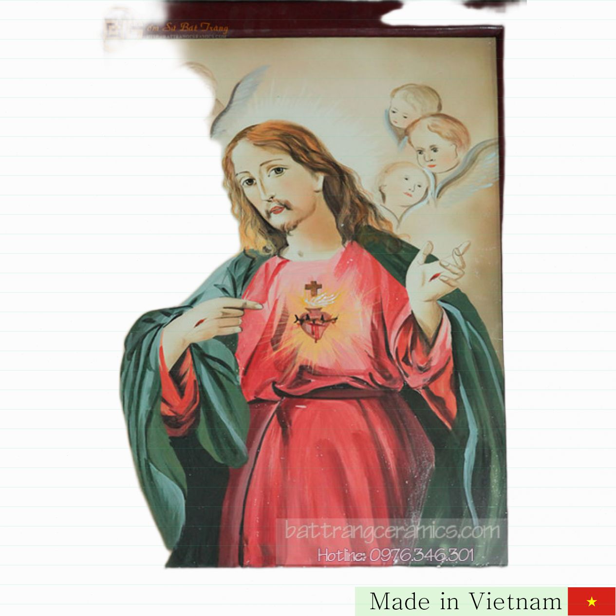 Tranh Sứ Bát Tràng Vẽ Chúa Jesus 60x90cm Nghệ Thuật Tinh Xảo Độc Đáo 