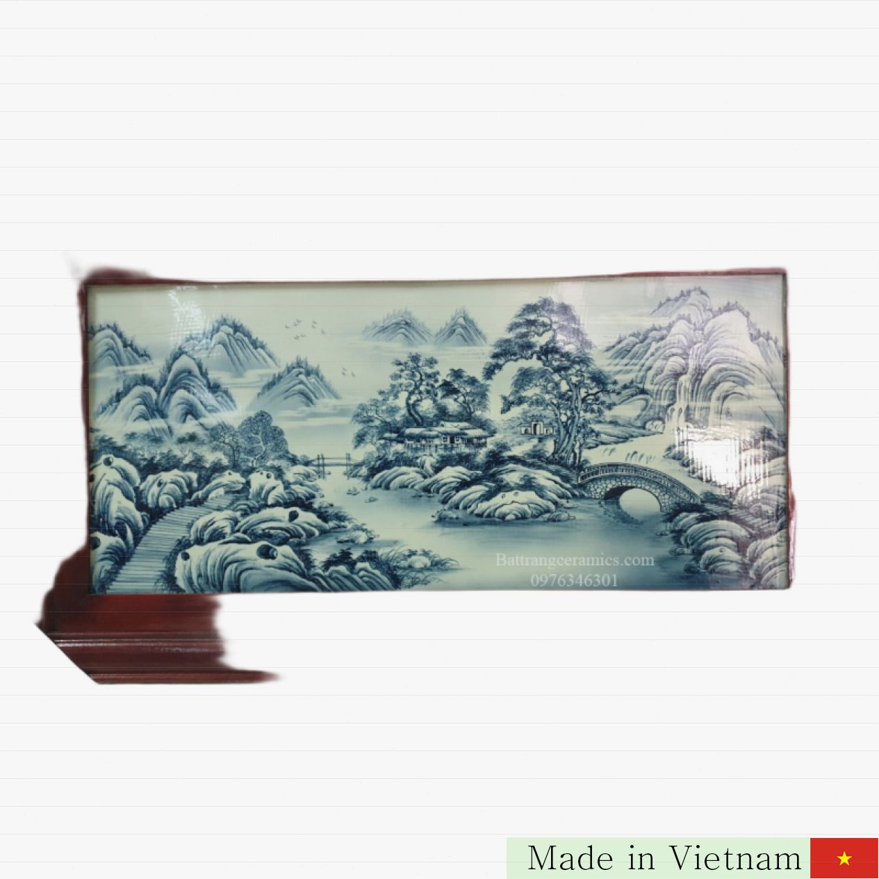 바트랑 송수화산 도자 벽화 크기 115x65cm 고급 수공예 인테리어 