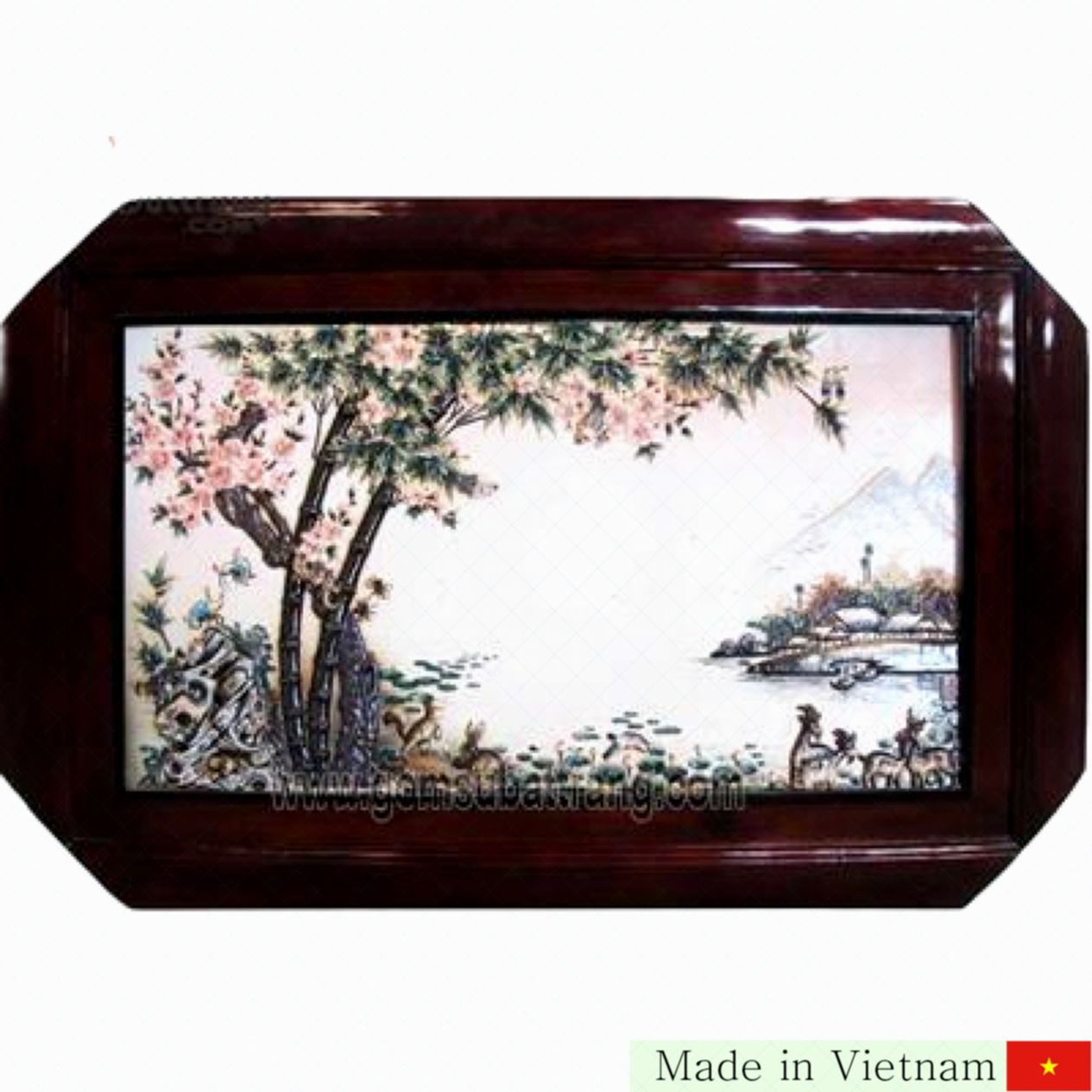 65x98cm 청자 대나무 매화 입체 수공예 전통 액자 