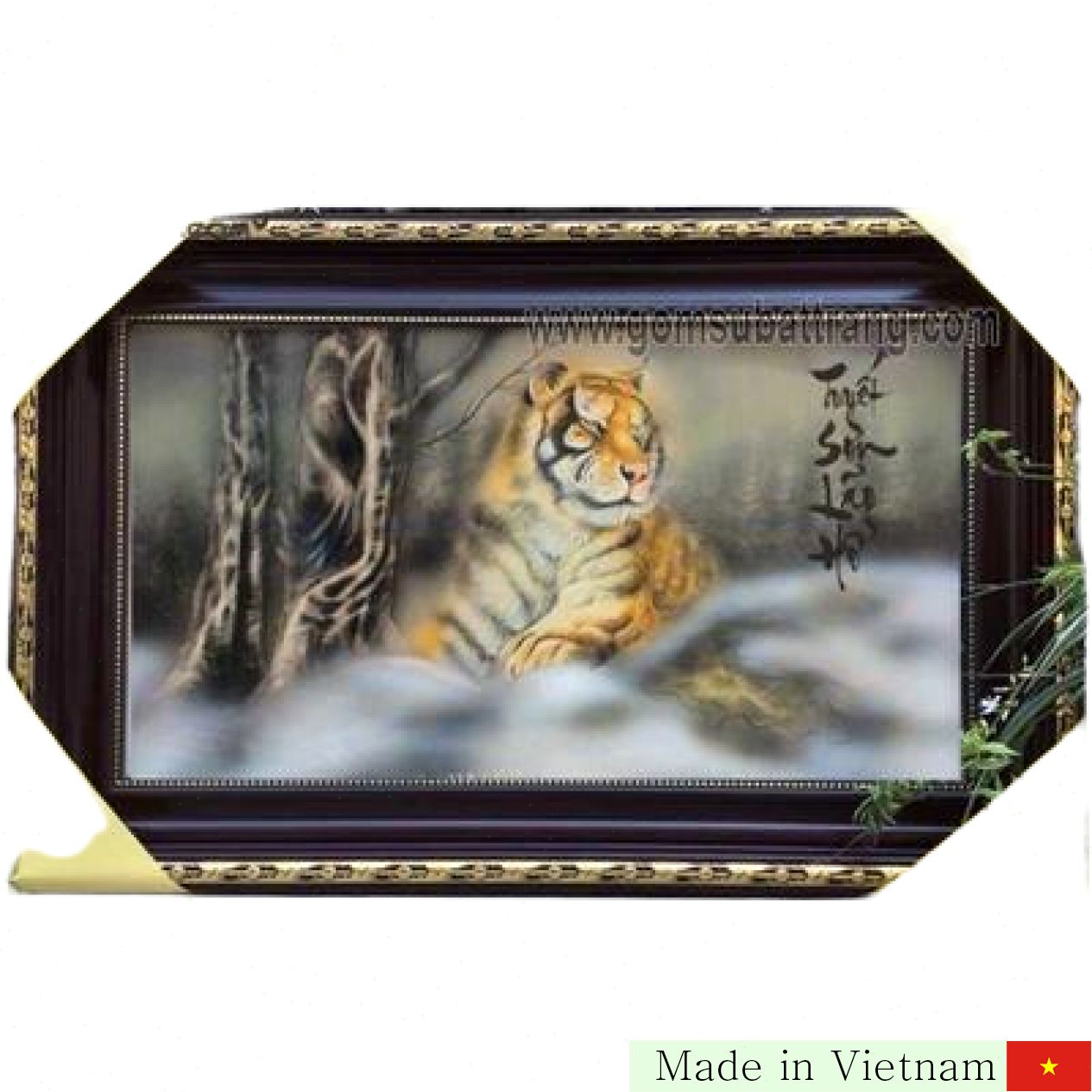 Bát Tràng 도자기 설산 노호 호랑이 그림 액자 