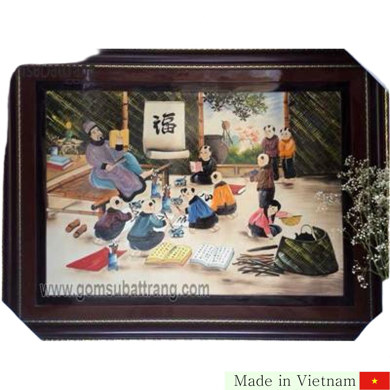 Tranh Sứ Thầy Đồ Dạy Chữ Nghệ Thuật Gốm Sứ Bát Tràng Độc Đáo 