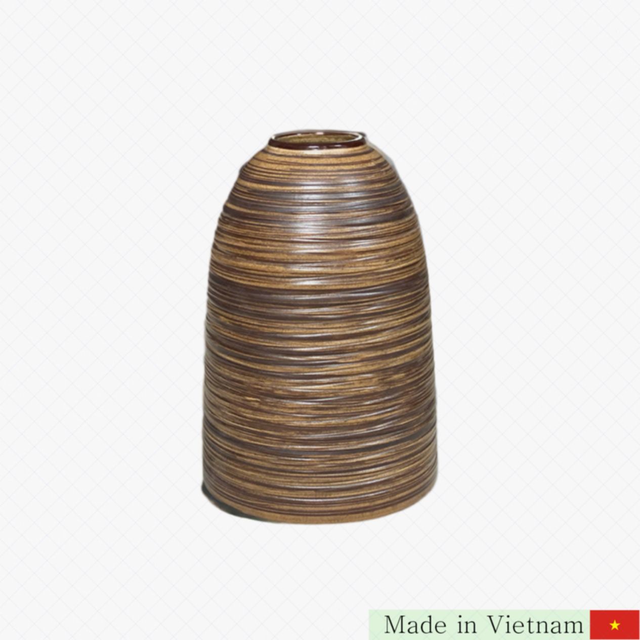 전통 동양 고급 도자기 갈색 벽 장식 화병 26cm 