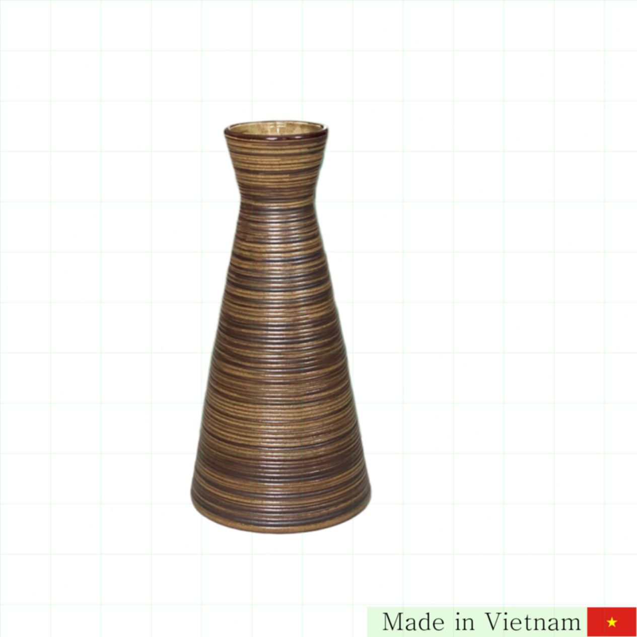 전통 반짱 무광 갈색 도자기 화병 인테리어 장식 28cm 