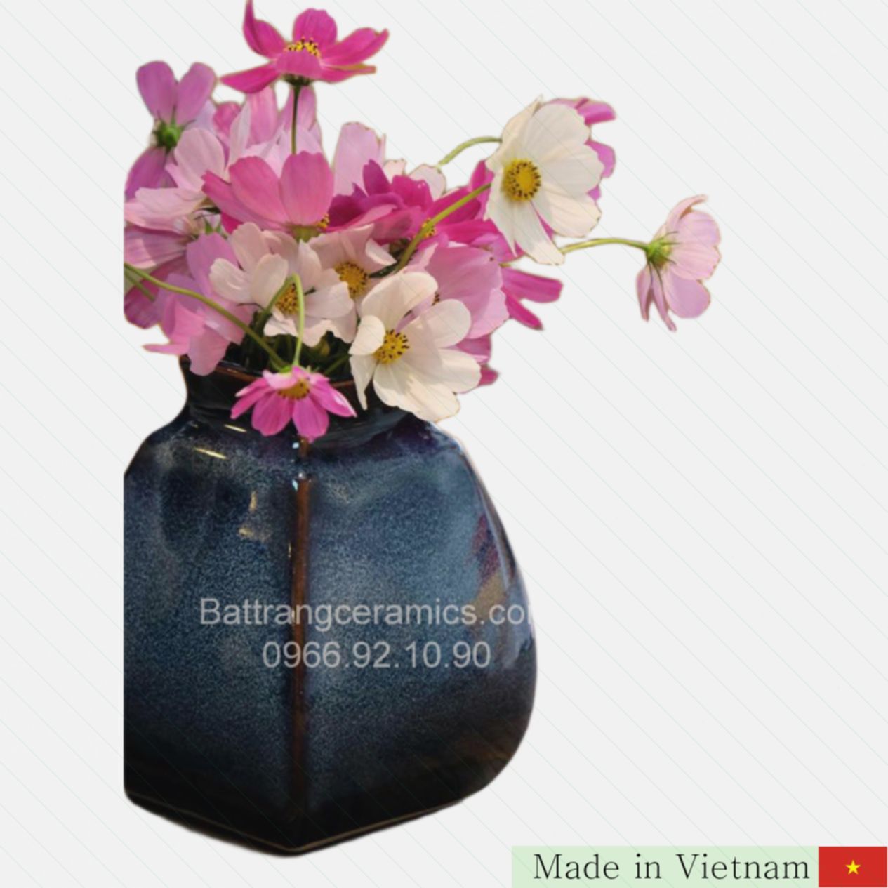 청옥 변색 독특한 꽃병 18cm 전통 도자기 인테리어 풍수 아이템 
