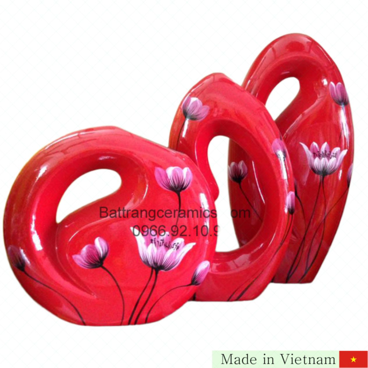 20~47cm 적색 칠기 튤립 꽃병 세트 전통 수공 고급 장식용 