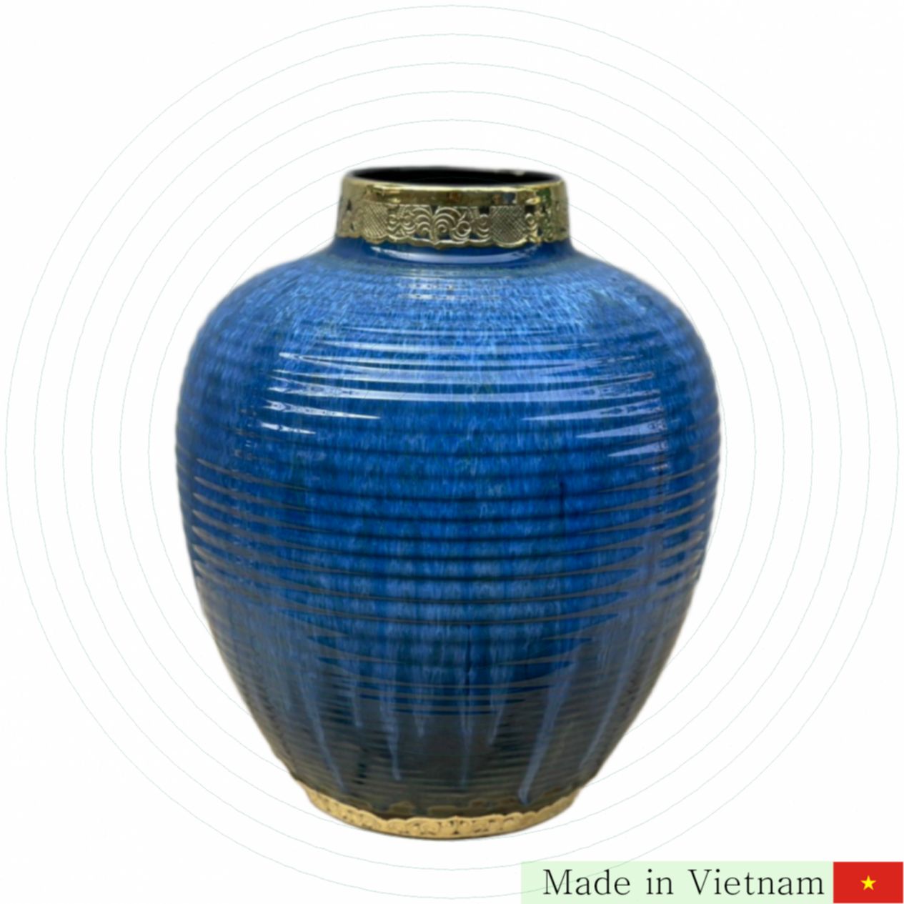 청 운염 구리 포장 라커 병 40cm 전통 도자기 명품 
