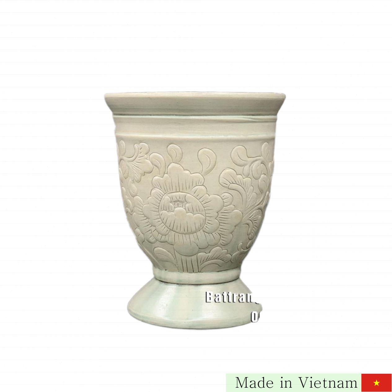26cm 청록색 매트 꽃문양 바트짱 화병 세련된 선물 