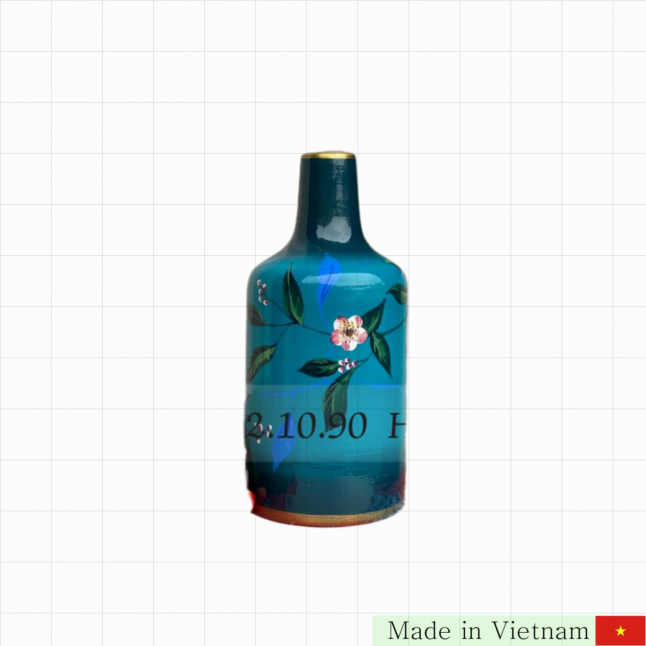 Lọ hoa nhỏ hoa trà Sơn mài 3D cao cấp tinh tế 27cm 