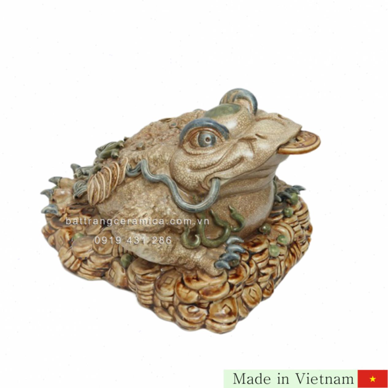 재물기운 부여 고대 도자기 개구리 풍수 장식품 25cm 