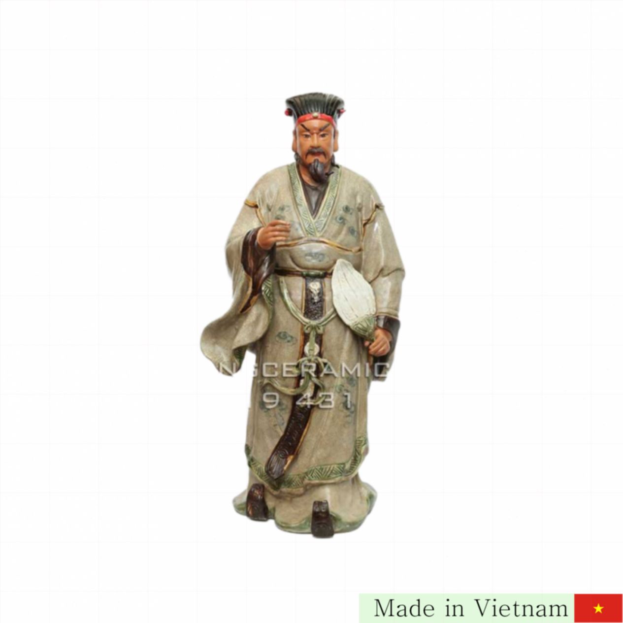 60cm 고급 Bát Tràng 자객 도자기 인물 조각상 