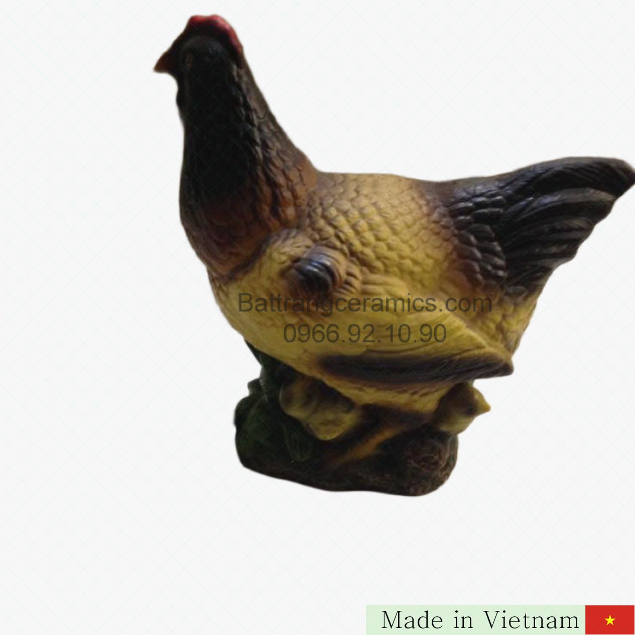 바트짱 도자기 39cm 수탉 가족 장식 풍수 전통 소품 