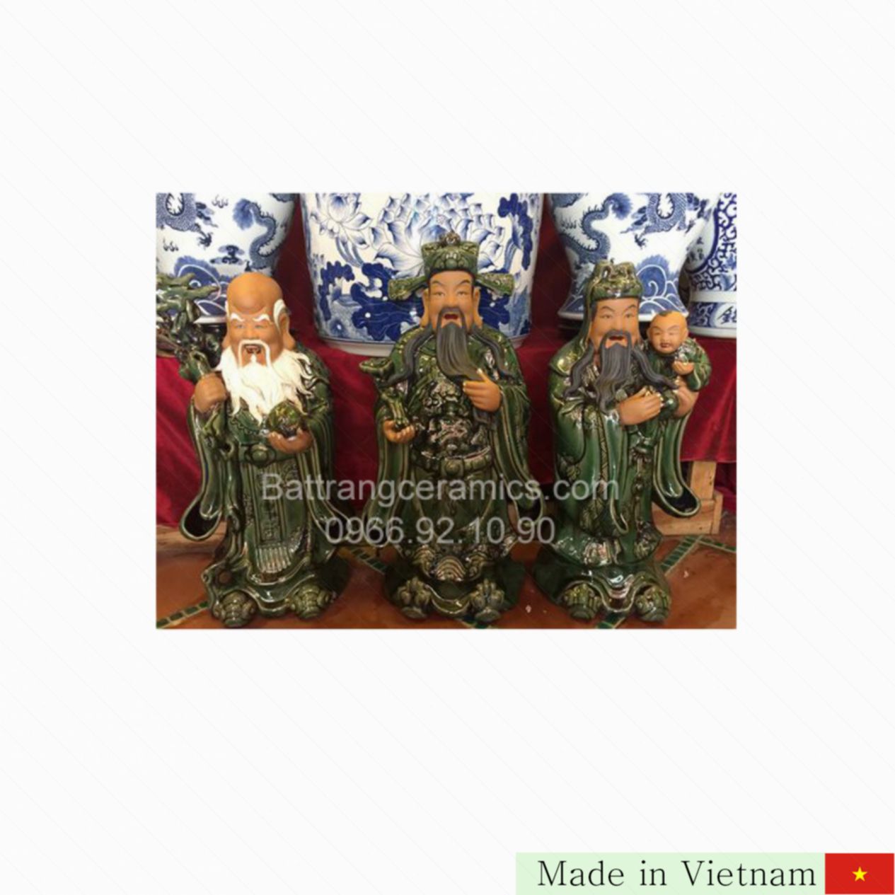60cm 파란색 전통 삼복 도자기 행운 장식 