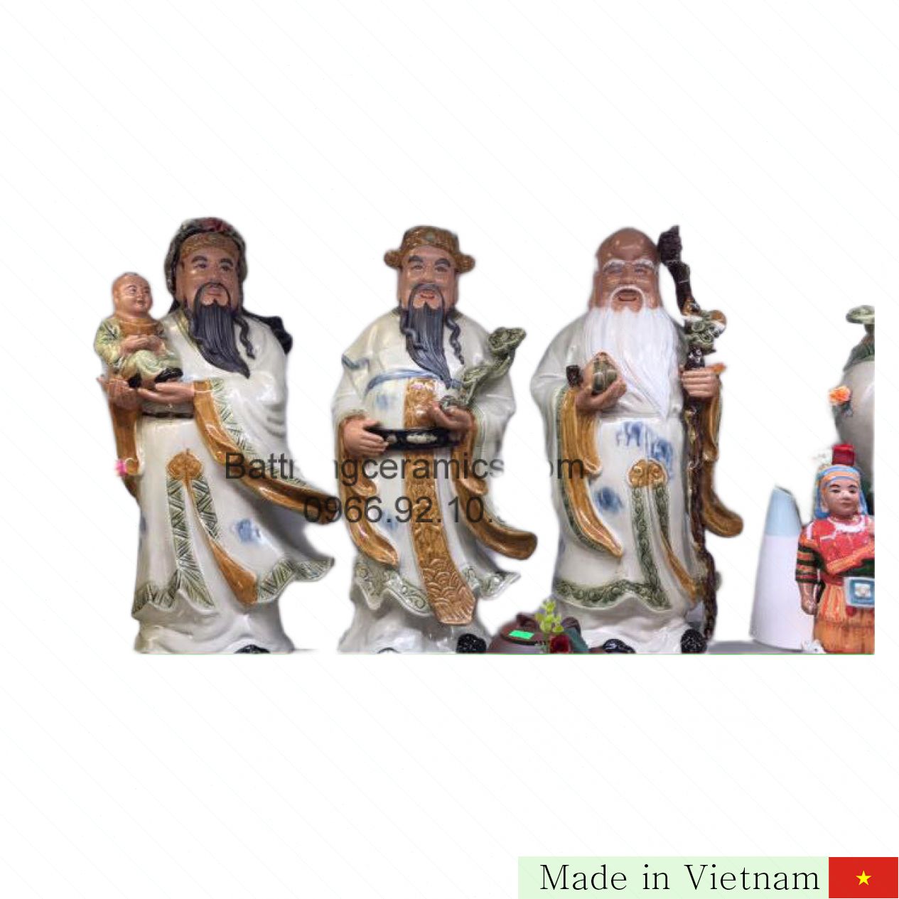 60cm 전통 란 유약 삼신상 바트짱 최고급 도자기 