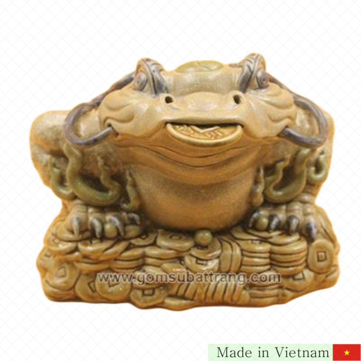 33x31cm 삼발 두꺼비 도자기 행운 부적 골동풍 마감 