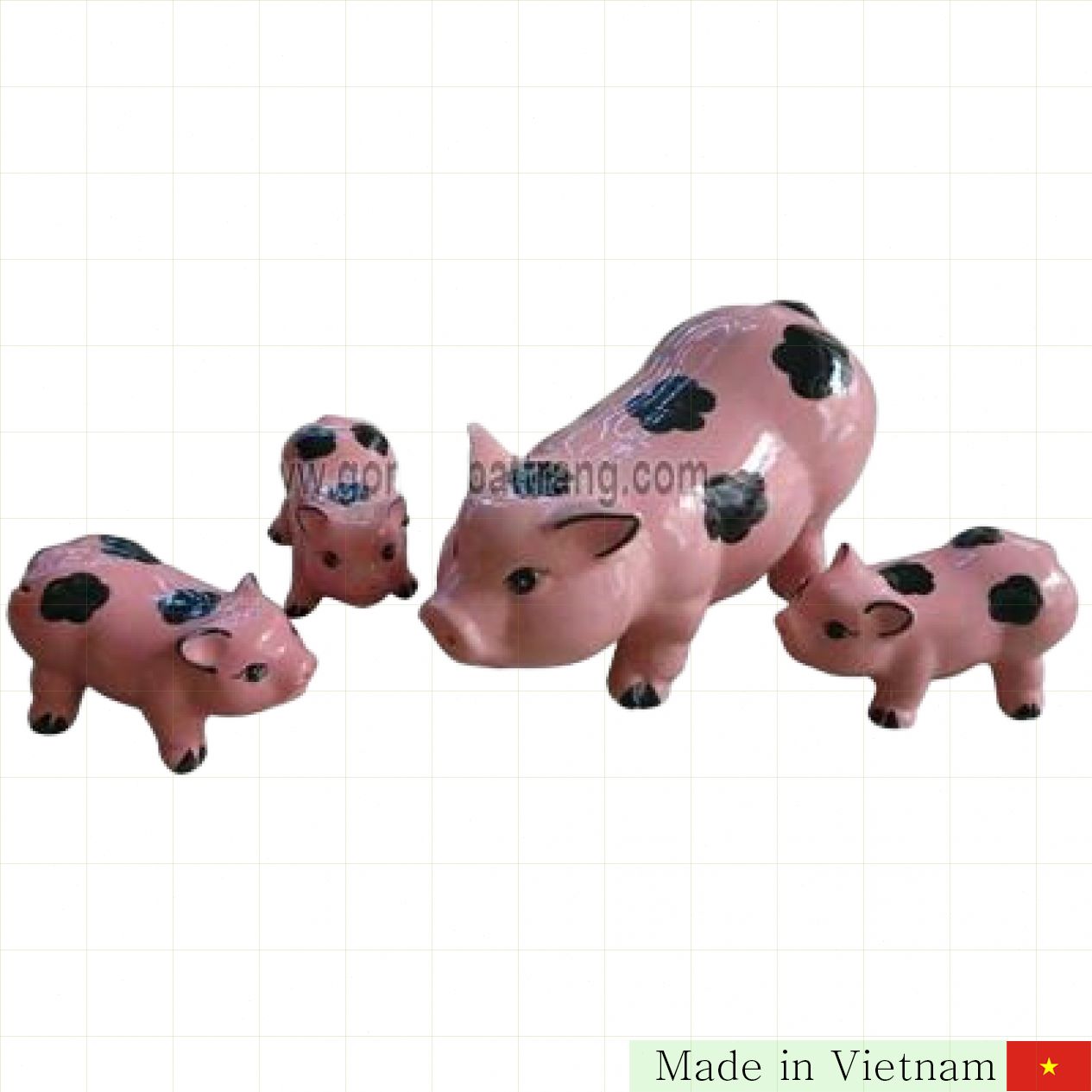 분홍 저금통 가족 세트 4pcs 귀여운 디자인 