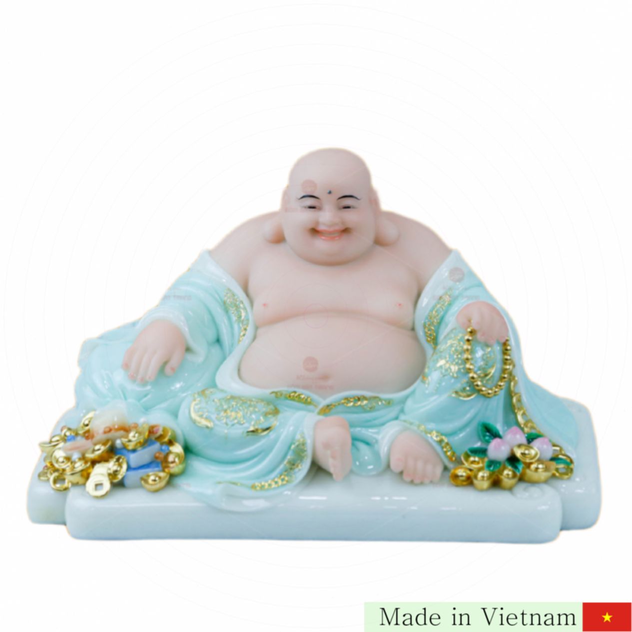 행복과 풍요를 부르는 고급 옥 녹색 미륵불상 장식 