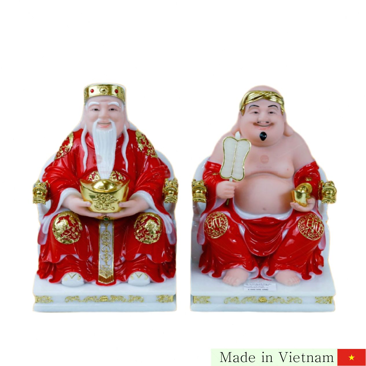 재물 운 좋은 붉은 용 왕좌 재신 토지신 석상 장식품 