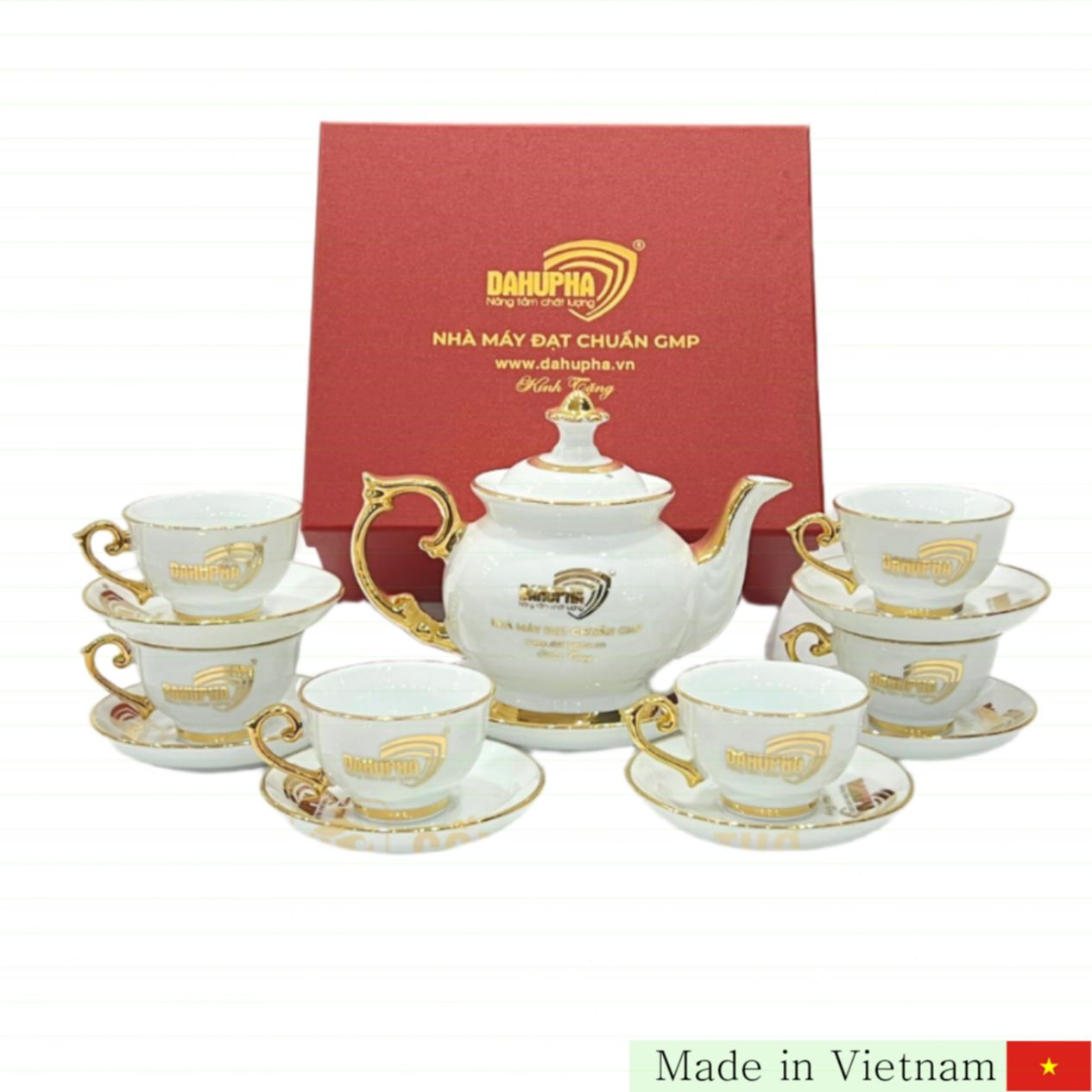 바트짱 백색 700ml 고급 도자기 행운 찻잔 세트 ACVK8A 