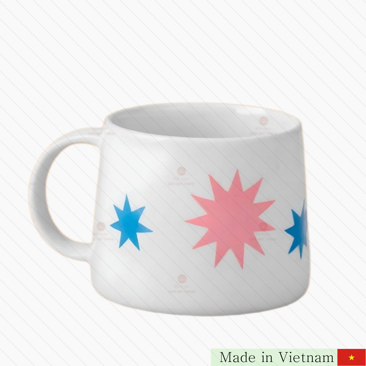 바트짱 대용량 500ml 장식 손잡이 도자기 컵 