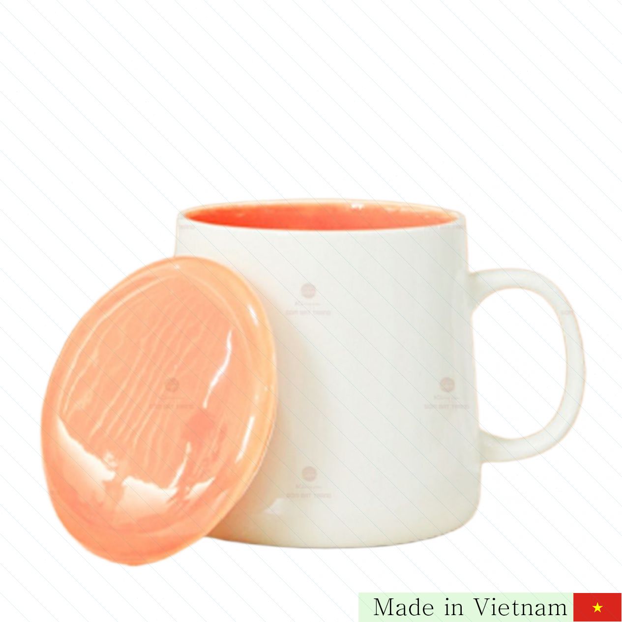 뚜껑 달린 대형 도자기 컵 500ml 바트랑 브랜드 