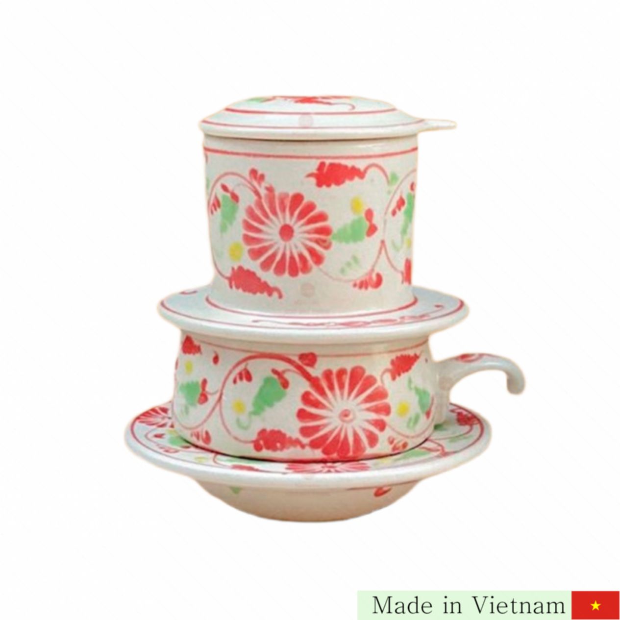 Bộ Phin Cà Phê Gốm Sứ Vẽ Hoa Sáng Tạo Dáng Chuẩn Bát Tràng 