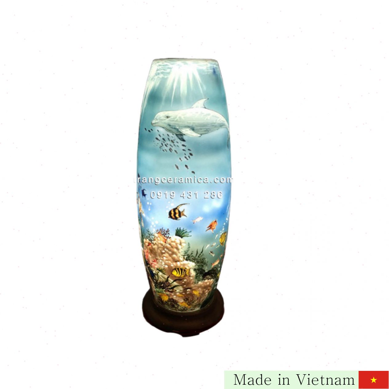 62cm 해양 그림 투명 램프 고급 배트랑 도자기 