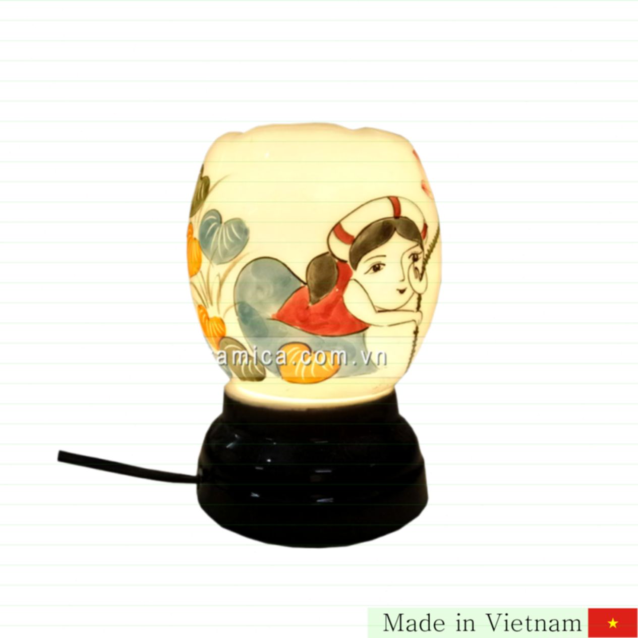 청자 부조 연꽃 장식 접시 35cm Bát Tràng 명품 도자기 